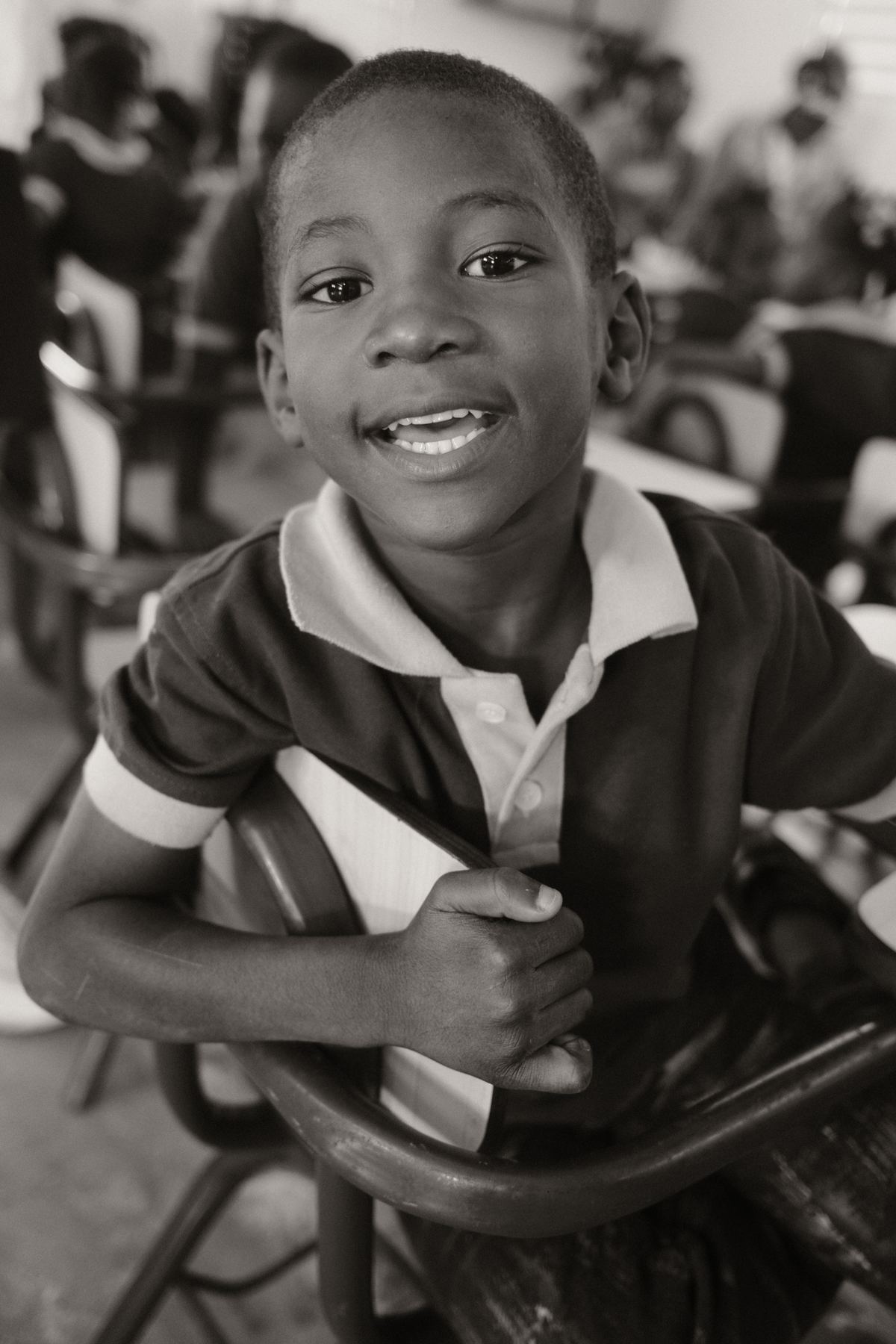 Portrait of joy, black and white